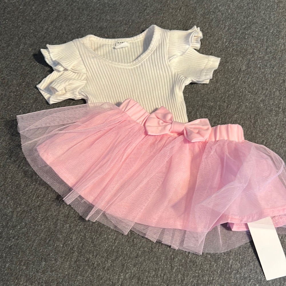 Shein Girl 2-Pc Pink N White Tutu Set